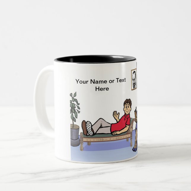 Taza Bicolor Personalized Therapist, Counselor - Female Cartoon (Anverso izquierdo)