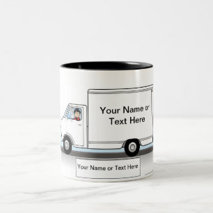 Taza Bicolor Personalized Truck Driver, Delivery - Male Cartoon