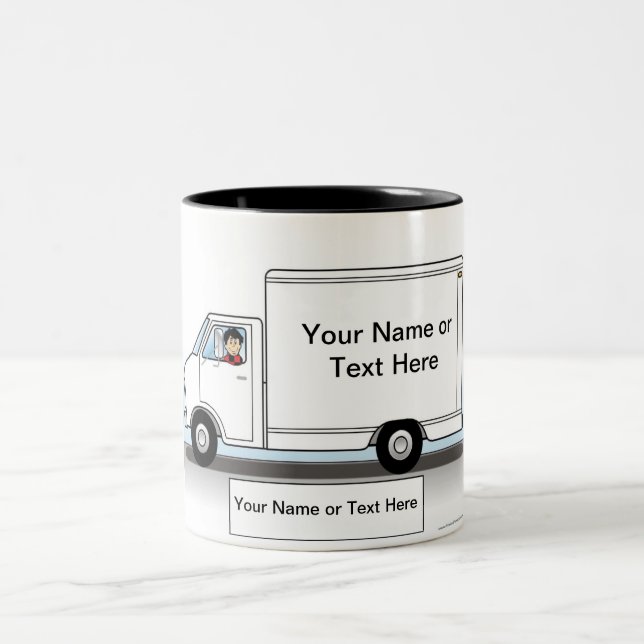 Taza Bicolor Personalized Truck Driver, Delivery - Male Cartoon (Centro)