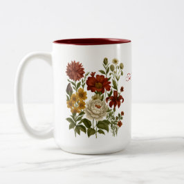 Taza Bicolor Personalized Vintage Floral Mug, Custom Name Gift