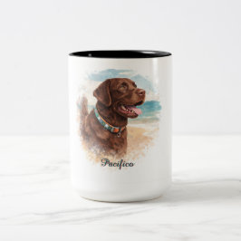 Taza Bicolor Personalized Watercolor Dog Portrait Mug | Custom 