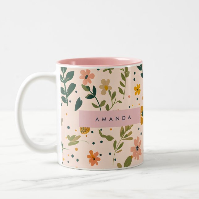 Taza Bicolor Personalized Whimsical Wildflower Meadow (Izquierda)