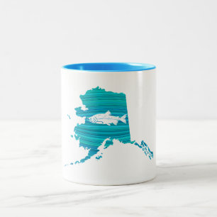 Taza Bicolor Pesca de color salmón de la onda de Alaska