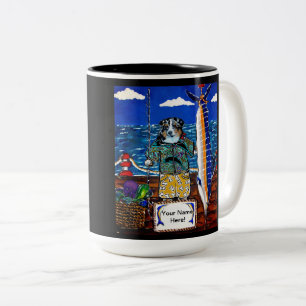 Taza Bicolor Pesca de Marlin con Pastor Australiano