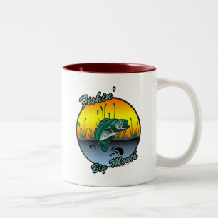 Taza Bicolor Pesca del camisetas grande de la pesca de la boca