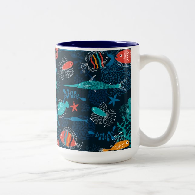 Taza Bicolor Pescado colorido en el océano (Derecha)