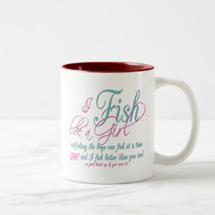 Taza Bicolor Pescado como un engranaje de pesca Chica