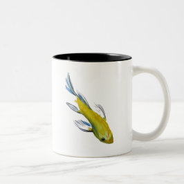 Taza Bicolor Pescado de arte acuático de cartón japonés amarill
