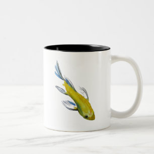 Taza Bicolor Pescado de arte acuático de cartón japonés amarill