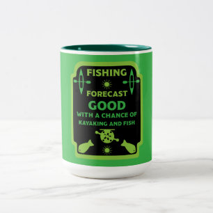 Taza Bicolor Pescado de Kayak y viaje de pesca de campamento re