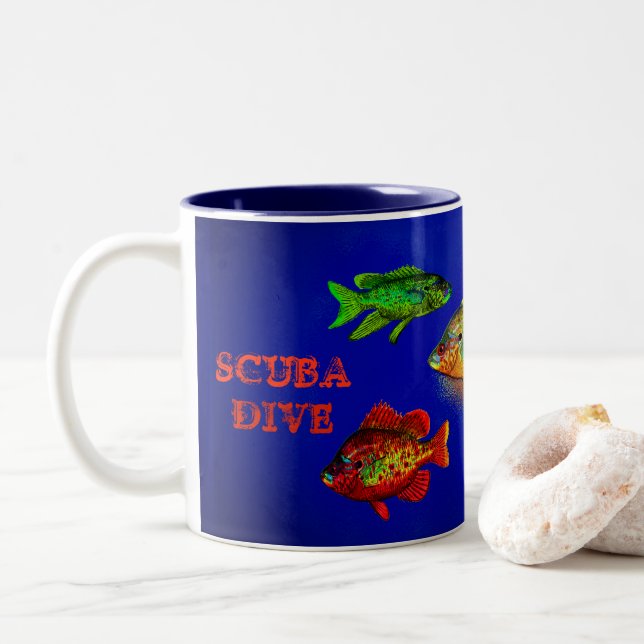 TAZA BICOLOR PESCADO. DIVISIÓN NOCTURNA. PESCADO NEÓN (Con donut)