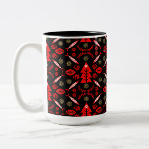 Taza Bicolor Pescado nórdico de arte folclórico