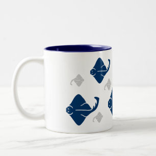 Taza Bicolor Pescado Stingray azul y plateado de la Marina