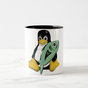 TAZA BICOLOR PESCADOS DEL PINGÜINO DE LINUX TUX