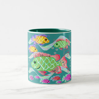 Taza Bicolor Pescados tropicales