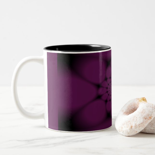 Taza Bicolor Pétalo de mariposa negra púrpura (Con donut)