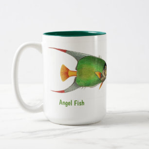 Taza Bicolor Pez ángel verde tropical vintage personalizado