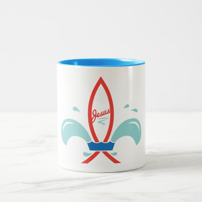 Taza Bicolor Pez Jesús Flor De Lis (Centro)