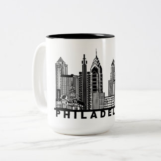 Taza Bicolor Philadelphia Skyline Silhouette 