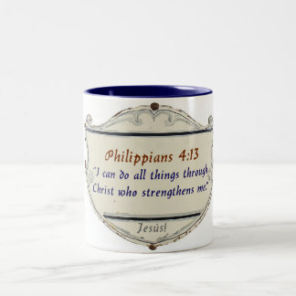Taza Bicolor Philippians 4:13 Shield Coffee Mug