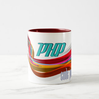 Taza Bicolor PHP grises anaranjados rojos alisan la onda