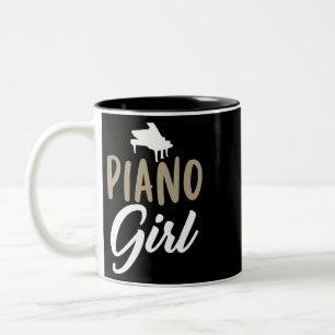 Taza Bicolor Piano Heartbeat Retro Pianista