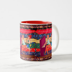 Taza Bicolor Piano Player Y Notas De Música