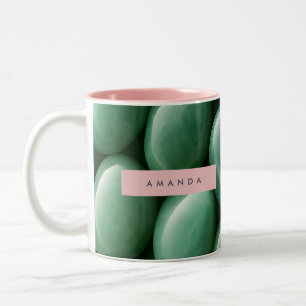 Taza Bicolor Piedra de Jade Verde Sereno Personalizada