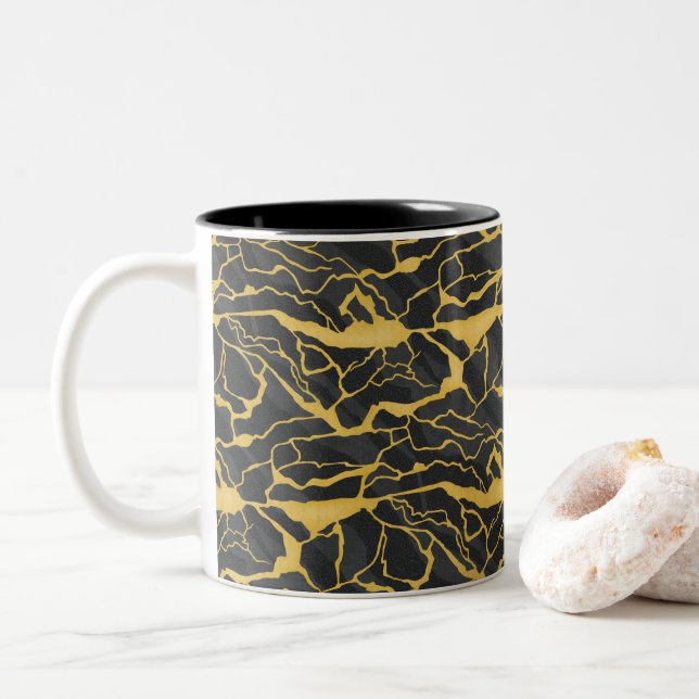 Taza Bicolor piedra veteada abstracta (Con donut)