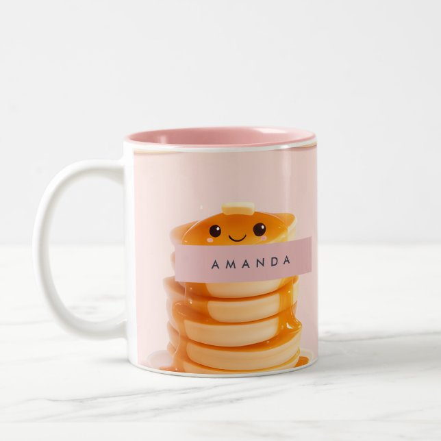 Taza Bicolor Piel personalizada de pastelito kawaii con jarabe (Izquierda)
