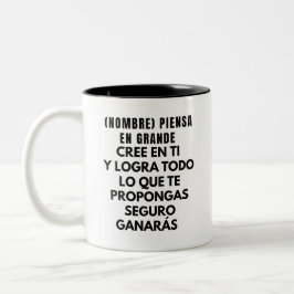 TAZA BICOLOR PIENSA EN GRANDE REGALO PERSONALIZADO PARA(NOMBRE)
