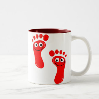 Taza Bicolor Pies rojos felices