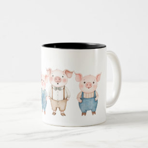 Taza Bicolor Pigs and Bad Wolf cartoon