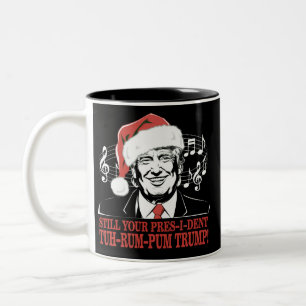 Taza Bicolor Pijama divertido de Navidad del presidente Trump f