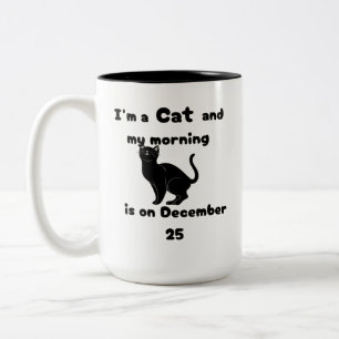 Taza Bicolor Pijama divertido de Navidad por la mañana para gat