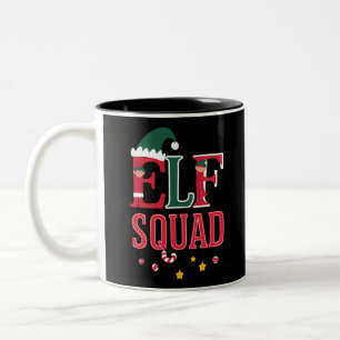 Taza Bicolor Pijamas Navideñas Emparentadas con Elfos Equipo de