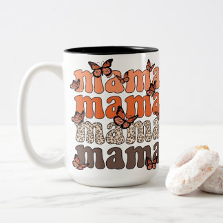 Taza Bicolor Pila tipográfica gráfica de Boho Butterfly Mama