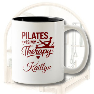 Taza Bicolor Pilates es Mi Terapia Nombre Personalizado