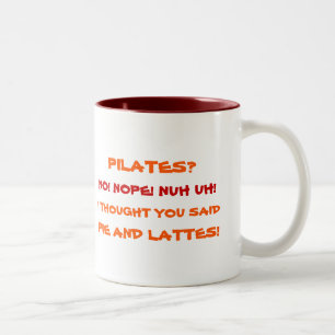 Taza Bicolor Pilates Nope Pie y Lattes Humor divertido Cita Té