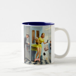Taza Bicolor Pin Up Chica Vintage Art Coffee Mug