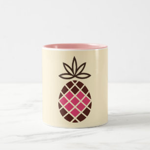 Taza Bicolor Piña de chocolate con corazón rosa