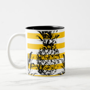 Taza Bicolor Piñas y rayas