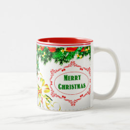 Taza Bicolor Pine Bough Merry Christmas
