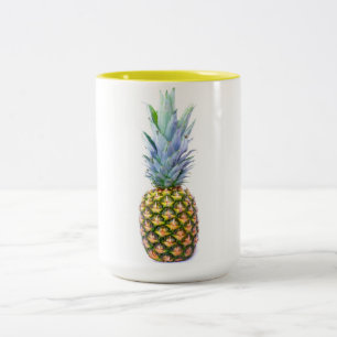 Taza Bicolor Pineapple Fruit Beach Postre tropical colorido