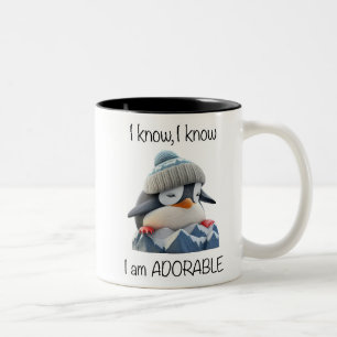 Taza Bicolor Pingüino Cuerdo /Sé Que Soy Adorable