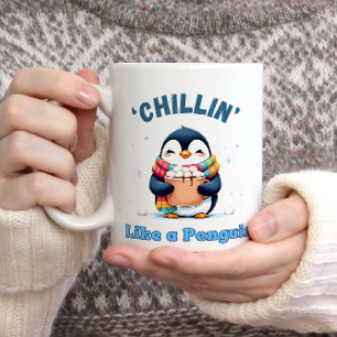 Taza Bicolor Pingüino de caricatura, chileno como un invierno p