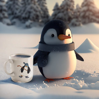 Taza Bicolor Pingüino de hockey