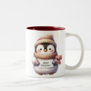Taza Bicolor Pingüino de navidad dulce