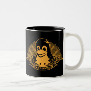 Taza Bicolor Pingüino de Tux - (Linux, Open Source, Copyleft,