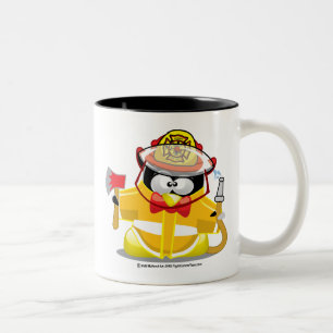 Taza Bicolor Pingüino del bombero